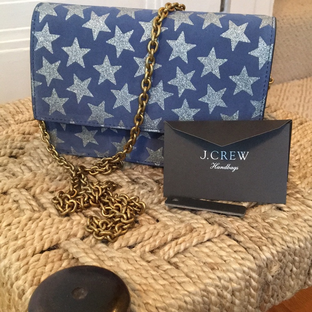 J Crew cross body star print handbag